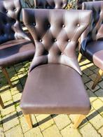 Set van 6 luxe eetkamerstoelen-kunstleer, Huis en Inrichting, Stoelen, Bruin, Chesterfield-stijl, Zo goed als nieuw, Vijf, Zes of meer stoelen