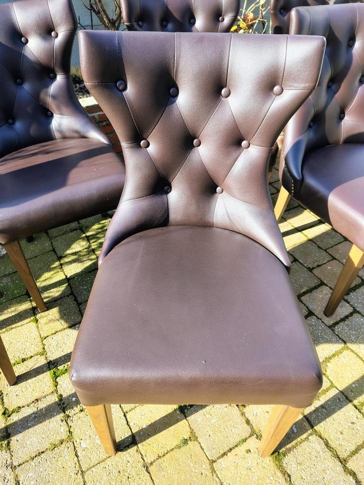 Set van 6 luxe eetkamerstoelen-kunstleer, Huis en Inrichting, Stoelen, Zo goed als nieuw, Vijf, Zes of meer stoelen, Hout, Kunststof