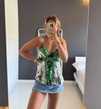 Zijden top met groene print (Bandolera - 36), Kleding | Dames, Ophalen of Verzenden, Zo goed als nieuw, Groen, Bandolera