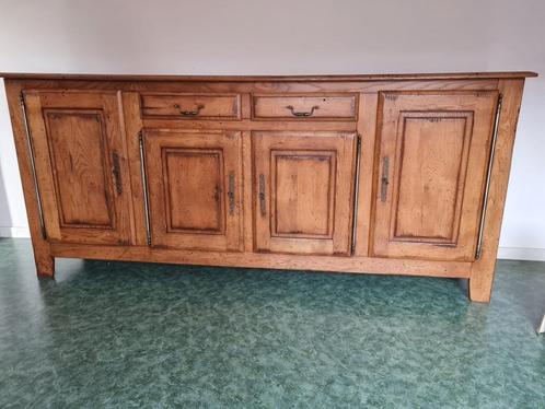 Landelijke eethoek in massief eik, Huis en Inrichting, Complete eetkamers, Zo goed als nieuw, 4 tot 6 stoelen, Ophalen