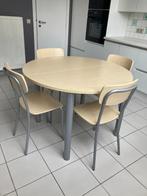 Ronde/ovale uitschuifbare eettafel en 4 stoelen, Huis en Inrichting, Tafels | Eettafels, Ophalen, Gebruikt, Rond, Vier personen