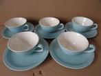 Antieke pastel blauwe kop en schotels Petrus Regout & Co 5x, Antiek en Kunst, Antiek | Servies los, Ophalen of Verzenden