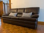 lederen salon 3 + 1 zit + voetenbank, Huis en Inrichting, Ophalen, Klassiek, Driepersoons, Zo goed als nieuw