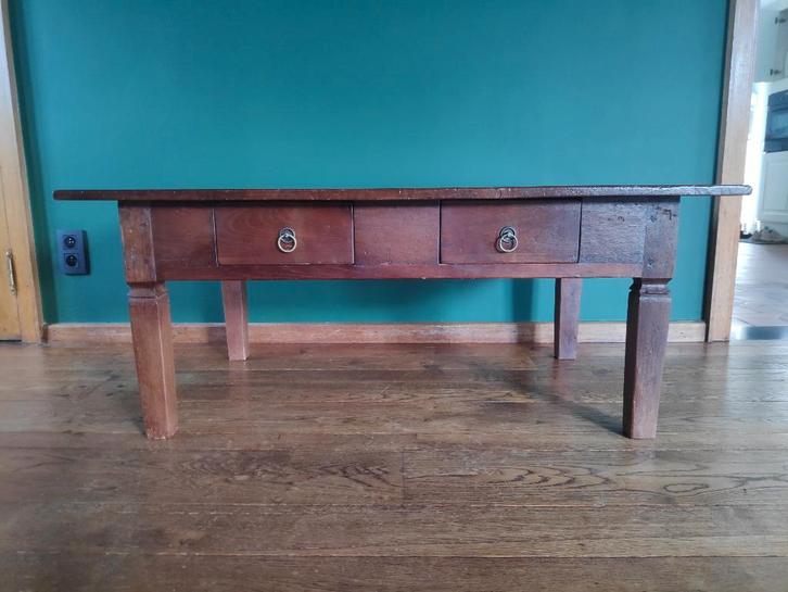 Unieke rustieke massief houten salontafel, Antiek en Kunst, Antiek | Meubels | Tafels, Ophalen