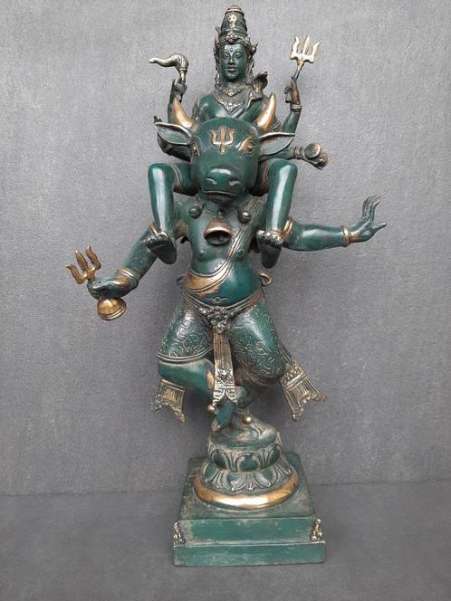 Statue en bronze de Shiva chevauchant Nandi buffalo sacré/In, Maison & Meubles, Accessoires pour la Maison | Autre, Neuf, Enlèvement ou Envoi