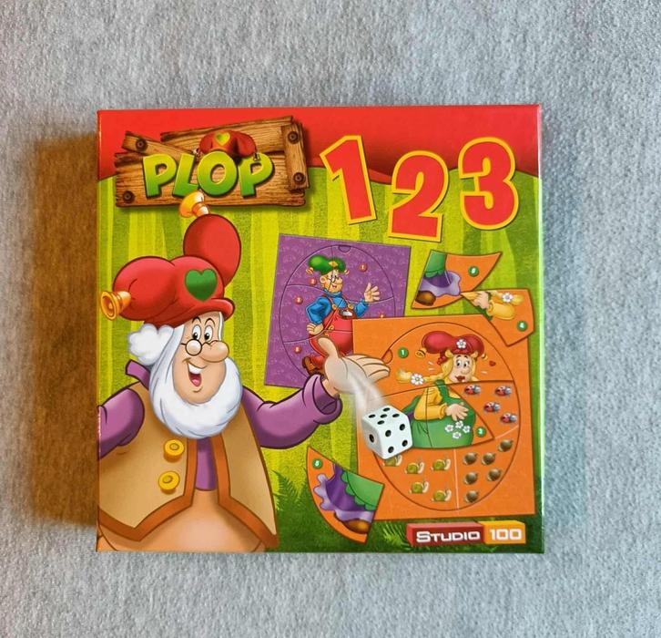 Gezelschapsspel - 123 - Dobbelen - Plop - Studio 100 - €4, Hobby en Vrije tijd, Gezelschapsspellen | Bordspellen, Gebruikt, Een of twee spelers