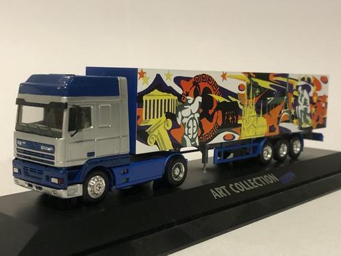 Herpa 1/87 DAF 95XF Art-Truck Europa PC-vitrinebox, Hobby & Loisirs créatifs, Voitures miniatures | 1:87, Comme neuf, Bus ou Camion