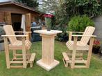 Tuinset, 2 hoge stoelen en hoge tafel, Tuin en Terras, Nieuw, Tuinset, Hout, Eettafel