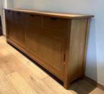 Teak dressoir van zeer degelijke kwaliteit L250 met 4 lades., Ophalen, Teakhout, Zo goed als nieuw, 200 cm of meer