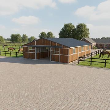 Grote systeemstal | 5 paardenboxen | Zadelkamer | Voorraad beschikbaar voor biedingen