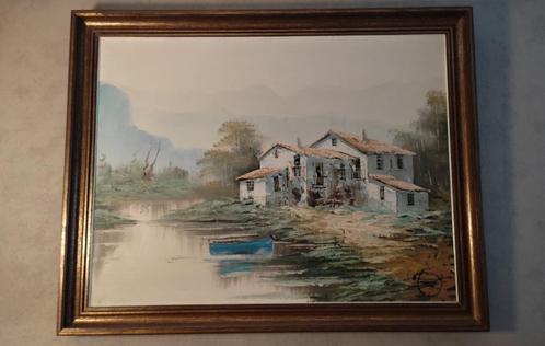 Olieverf op doek, gesigneerd, landschap aan de rand van het, Antiek en Kunst, Kunst | Schilderijen | Modern, Ophalen