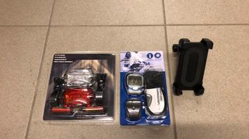 Set van fietslampjes, fietscomputer en gsm-houde beschikbaar voor biedingen