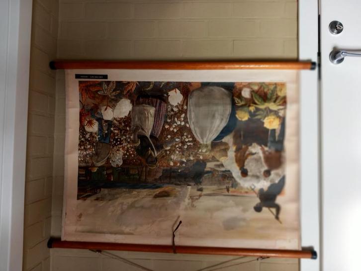 SCHOOLPLAAT LITHO OLLE HAGDAH, Antiek en Kunst, Antiek | Schoolplaten, Geschiedenis, Ophalen of Verzenden