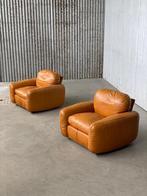 1x Italian Leather Armchair – Orange – 1970s, Enlèvement ou Envoi, Comme neuf, Orange