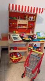 Houten speelwinkeltje met veel toebehoren en 2 kassa's, Kinderen en Baby's, Ophalen, Gebruikt