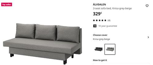 Canapé-lit IKEA ALVDALEN, Maison & Meubles, Chambre à coucher | Canapés-lits, Utilisé, 140 cm, 200 cm, Deux personnes, Gris, Enlèvement