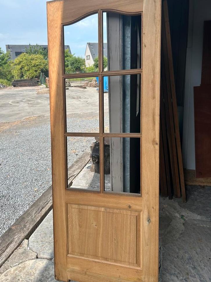 Eiken massieve deuren met glasopening, Doe-het-zelf en Bouw, Deuren en Vliegenramen, Zo goed als nieuw, Glas, Ophalen
