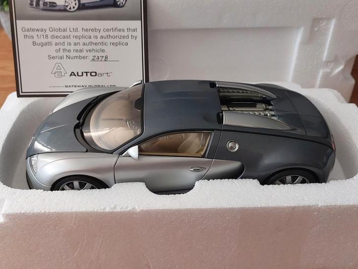 Autoart 70902 1/18 Bugatti EB 16.4 Veyron Grey Grey, Hobby en Vrije tijd, Modelauto's | 1:18, Nieuw, Auto, Autoart, Ophalen of Verzenden