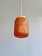 Art Deco hanglamp in amberkleurig gebarsten glas, 1920-30, Antiek en Kunst, Ophalen of Verzenden