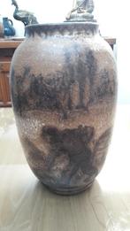 Vase en grès de Bouffioulx décor aux mineurs signé V Aubry, Antiquités & Art, Enlèvement ou Envoi