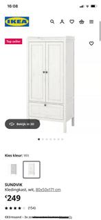 Kledingkast twee deuren, Ikea, wit, maat 80x50x171, Huis en Inrichting, Ophalen, Zo goed als nieuw