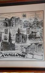 Cadre la wallonie 40cm sur 50cm, Antiek en Kunst, Ophalen of Verzenden