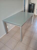 Glazen eettafel, Huis en Inrichting, Tafels | Eettafels, Ophalen, Gebruikt, 100 tot 150 cm, 50 tot 100 cm