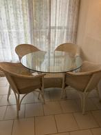 rieten eetkamer tafel met stoelen, Huis en Inrichting, Complete eetkamers, Ophalen, Zo goed als nieuw