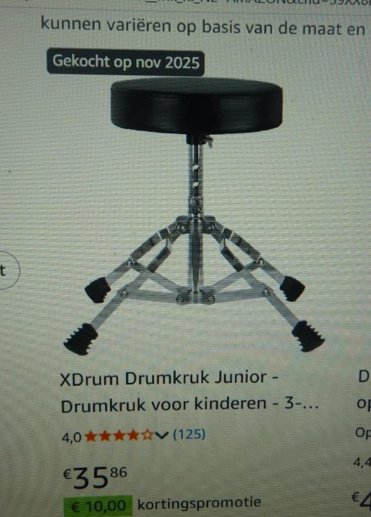 Siège de batterie junior., Musique & Instruments, Batteries & Percussions, Neuf, Enlèvement