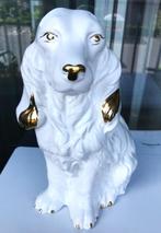 Hond Spaniel Porselein 1960 Goud & Wit H 35✨😍🐶💑🎁🤗👌, Antiek en Kunst, Ophalen of Verzenden