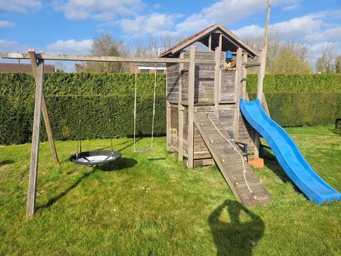 MODULE gametoren met portaal, schommel en glijbaan, Kinderen en Baby's, Speelgoed | Buiten | Speeltoestellen, Gebruikt, Glijbaan