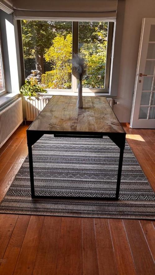Industriële eettafel, Huis en Inrichting, Tafels | Eettafels, Vijf personen of meer, Eikenhout, Ophalen