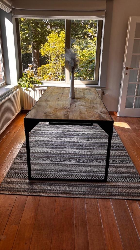 Industriële eettafel, Huis en Inrichting, Tafels | Eettafels, Vijf personen of meer, Eikenhout, Ophalen