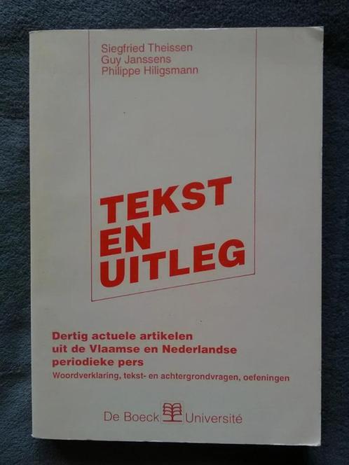 Tekst en uitleg - De Boeck Université 1994, Livres, Livres scolaires, Utilisé, Néerlandais, Enlèvement ou Envoi