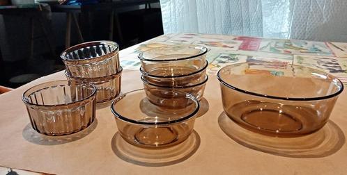set de bols Arcopal BP verre fumé marron, Antiquités & Art, Antiquités | Plateaux, Enlèvement ou Envoi