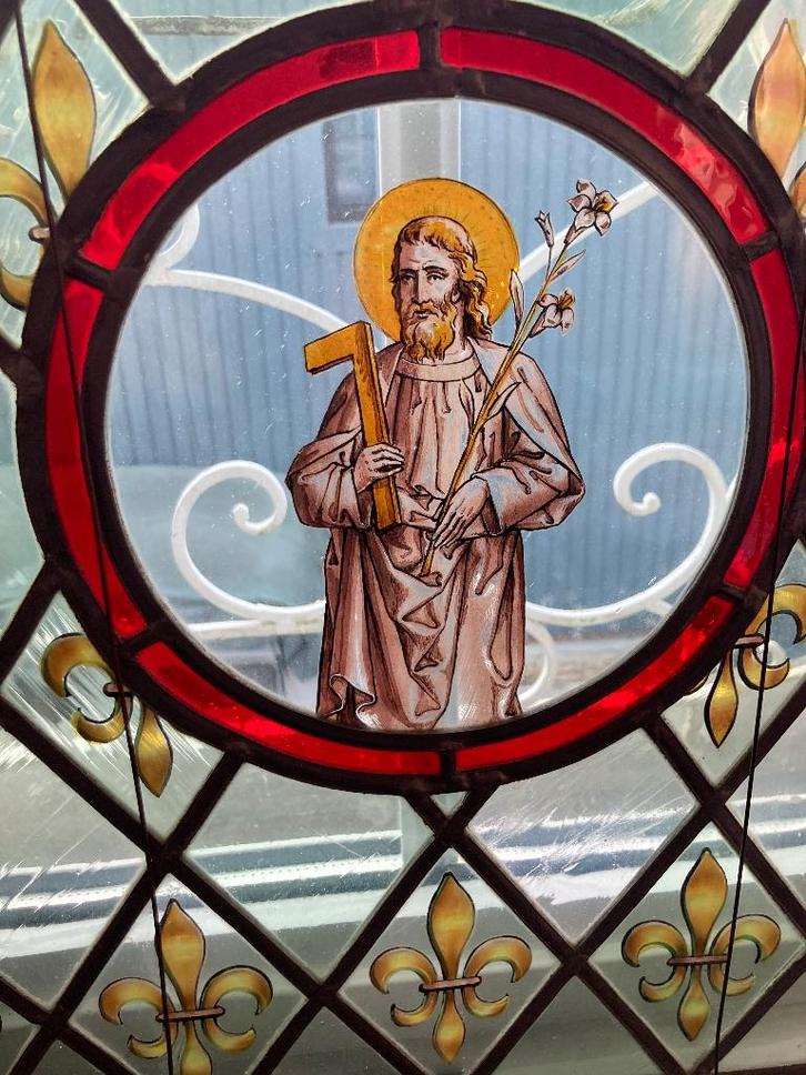 Religieuse kunst, glasraam, Verzamelen, Religie, Gebruikt, Christendom | Katholiek, Overige typen, Ophalen