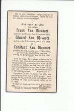 40-45: fam. VAN DIEVOORT , oorlog Zwijndrecht 19 mei 1940, Collections, Images pieuses & Faire-part, Enlèvement ou Envoi, Image pieuse