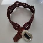 Vintage, leder, zilveren gesp m, met stuk hoorn, Vêtements | Hommes, Ceintures, Enlèvement ou Envoi, Comme neuf