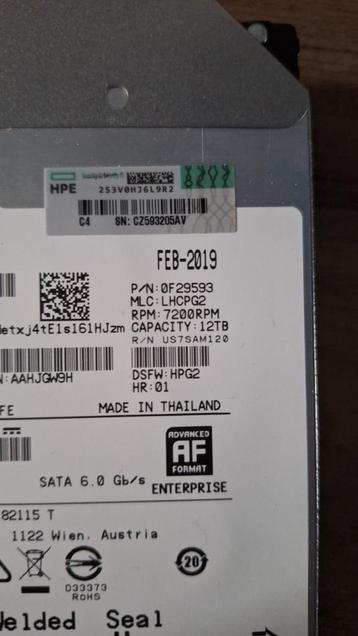 HP Enterprise 1x 12 TB HDD SATA beschikbaar voor biedingen