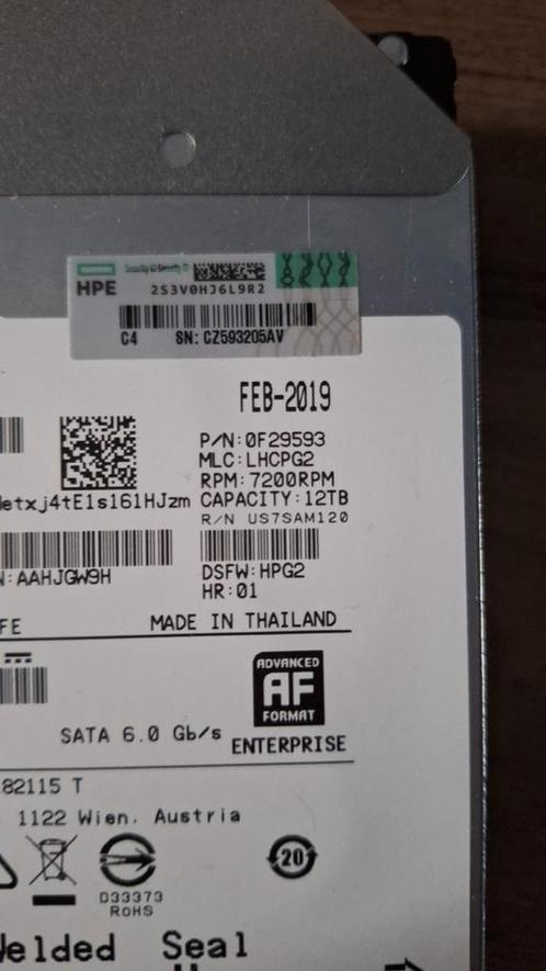 HP Enterprise 1x 12 TB HDD SATA, Computers en Software, Harde schijven, Gebruikt, Desktop, Intern, HDD, SATA, Ophalen of Verzenden