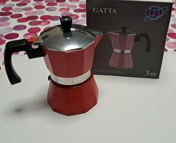 Nieuw Italiaans koffiezetapparaat Gatta Z.M. rood 3 kopjes