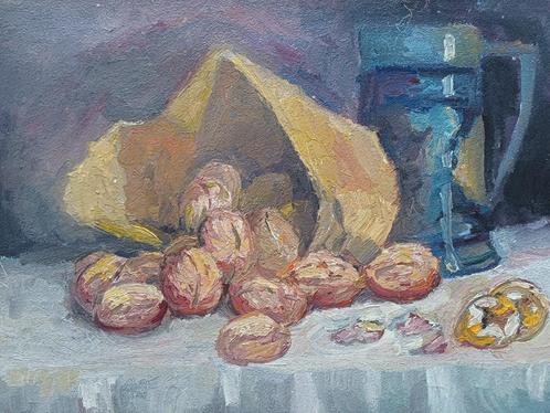 DOEK MET SCHILDERIJ M. VAN DEN BEMPT, Antiek en Kunst, Kunst | Schilderijen | Klassiek, Ophalen of Verzenden