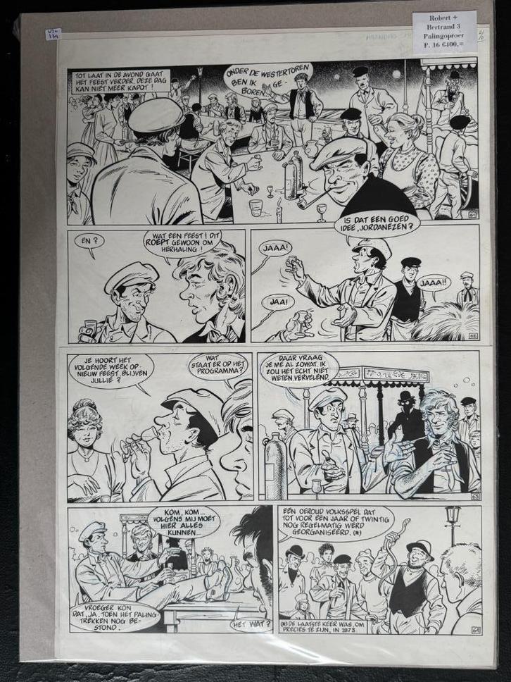 Originele Pagina Robert & Bertrand 85 : Palingoproer (1989), Boeken, Stripverhalen, Zo goed als nieuw, Eén stripboek, Verzenden