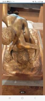Schitterend gouden bronzen bord Rodin (the wrestlers), Antiek en Kunst, Ophalen, Brons