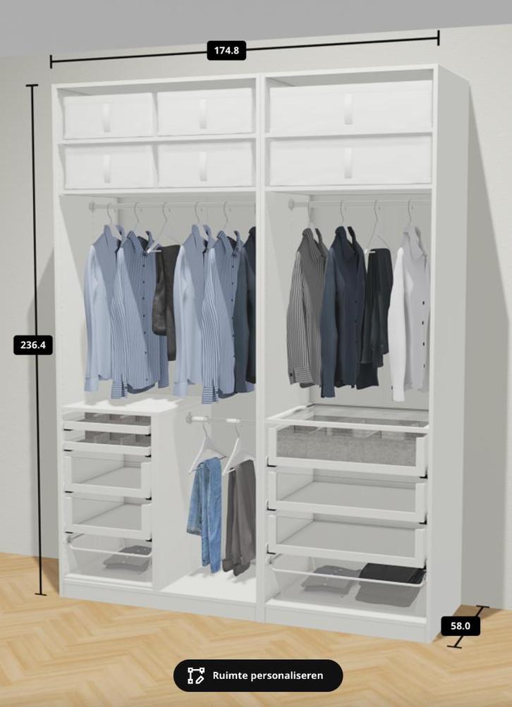 IKEA PAX Kasten, Huis en Inrichting, Kasten | Kleerkasten, Zo goed als nieuw, 200 cm of meer, 50 tot 100 cm, 50 tot 75 cm, Met lade(s)