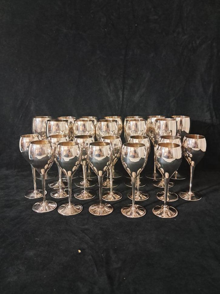 Set (24) Kleine & Grote Bossi - De Uberti Verzilverde Glazen, Verzamelen, Glas en Drinkglazen, Gebruikt, Overige typen, Ophalen of Verzenden