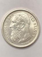 Munt zilver België 2 FR Leop II  1904 FR zonder punt FDC, Zilver, Ophalen of Verzenden, Losse munt, Zilver