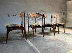 Vintage stoelen Louis Van Teeffelen, Comme neuf, Quatre, Brun, Vintage