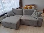 Grote grijze zetel met opbergvak en slaapfunctie, Huis en Inrichting, Ophalen, Zo goed als nieuw, Stof