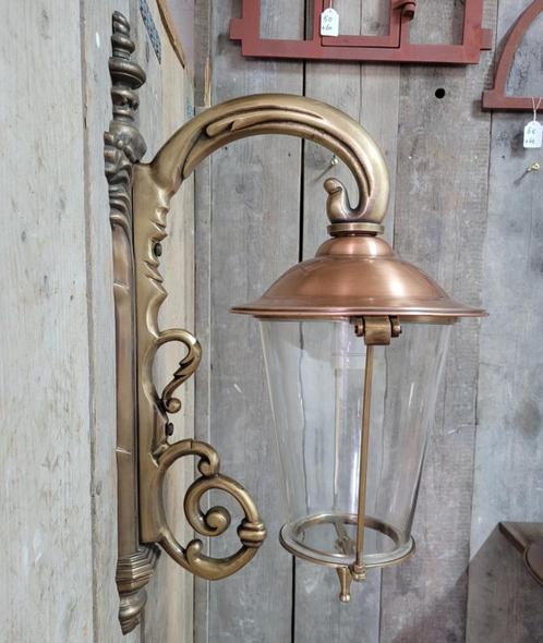 Art Nouveau antieke bronze buitenlamp hangend wandlantaarn, Antiek en Kunst, Antiek | Verlichting, Ophalen of Verzenden